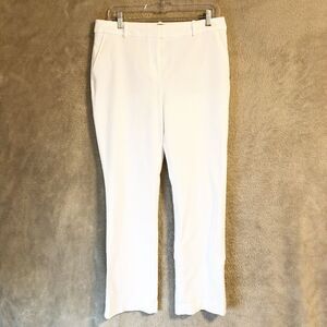 Ann Taylor Cropped Ankle Pants Slim Cut Straight Leg White Preppy Nautical Sz 10